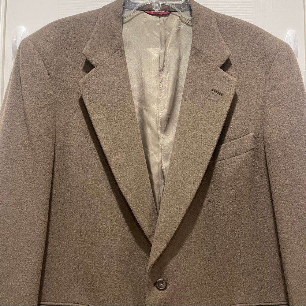 Vtg Jos A Bank Blazer Mens Large Brown 100% Camel Hair Lined Sport Coat Button - Picture 3 of 13